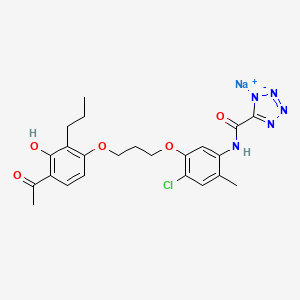 molecular formula C23H25ClN5NaO5 B1668496 N-(3-(3-(4-乙酰-3-羟基-2-正丙基苯氧基)丙氧基)-4-氯-6-甲基苯基)-1H-四唑-5-甲酰胺 CAS No. 111130-13-3