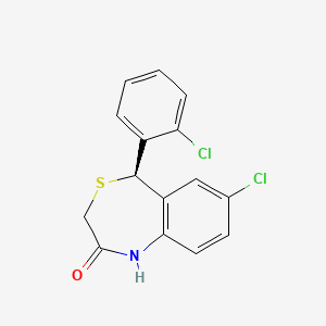 B1668498 7-Chloro-5-(2-chlorophenyl)-1,5-dihydro-4,1-benzothiazepin-2(3H)-one CAS No. 75450-34-9
