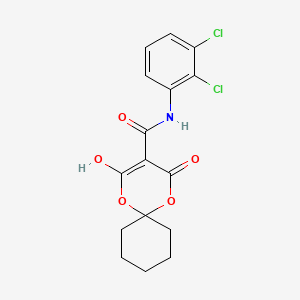 molecular formula C16H15Cl2NO5 B1668504 N-(2,3-二氯苯基)-2-羟基-4-氧代-1,5-二氧杂螺(5.5)十一-2-烯-3-甲酰胺 CAS No. 150379-37-6