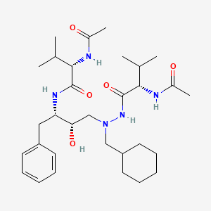 B1668520 Acetyl-NH-val-cyclohexyl-CH2[nch2choh]CH2-benzyl-val-NH-acetyl CAS No. 149267-24-3