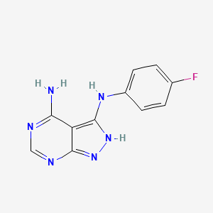 molecular formula C11H9FN6 B1668524 N3-(4-fluorophenyl)-1h-pyrazolo[3,4-d]pyrimidine-3,4-diamine CAS No. 522629-08-9