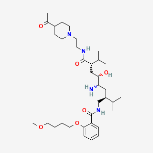B1668529 Benzamide, N-((2S,4S,5S,7S)-7-(((2-(4-acetyl-1-piperidinyl)ethyl)amino)carbonyl)-4-amino-5-hydroxy-8-methyl-2-(1-methylethyl)nonyl)-2-(4-methoxybutoxy)- CAS No. 180183-51-1
