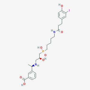 molecular formula C26H36IN2O7P B1668531 3-[(1R)-1-[[(2S)-2-羟基-3-[羟基-[5-[3-(4-羟基-3-碘苯基)丙酰氨基]戊基]磷酰基]丙基]氨基]乙基]苯甲酸 CAS No. 200402-50-2