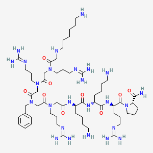 molecular formula C58H107N25O9 B1668532 (2S)-1-[(2R)-2-[[(2R)-6-amino-2-[[(2R)-6-amino-2-[[2-[[2-[[2-[[2-[[2-(6-aminohexylamino)acetyl]-(3-guanidinopropyl)amino]acetyl]-(3-guanidinopropyl)amino]acetyl]-benzyl-amino]acetyl]-(3-guanidinopropyl)amino]acetyl]amino]hexanoyl]amino]hexanoyl]amino]-5-guanidino-pentanoyl]pyrrolidine-2-carboxamide CAS No. 186380-62-1