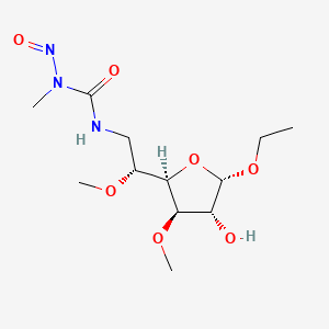 molecular formula C12H23N3O7 B1668533 3-[(2R)-2-[(2R,3R,4R,5S)-5-ethoxy-4-hydroxy-3-methoxyoxolan-2-yl]-2-methoxyethyl]-1-methyl-1-nitrosourea CAS No. 84069-38-5