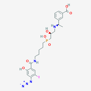 molecular formula C24H31IN5O7P B1668534 3-[(1R)-1-[[(2S)-3-[5-[(4-azido-2-hydroxy-5-iodobenzoyl)amino]pentyl-hydroxyphosphoryl]-2-hydroxypropyl]amino]ethyl]benzoic acid CAS No. 200402-51-3