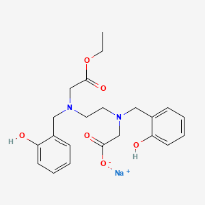 molecular formula C22H27N2NaO6 B1668535 Glycine, N-(2-((carboxymethyl)((2-hydroxyphenyl)methyl)amino)ethyl)-N-((2-hydroxyphenyl)methyl)-, 1-ethyl ester, monosodium salt CAS No. 199485-26-2