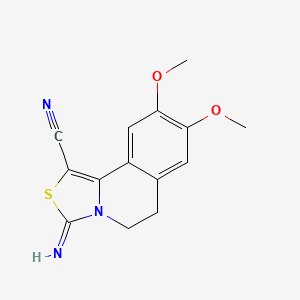 molecular formula C14H13N3O2S B1668553 (3z)-3-亚氨基-8,9-二甲氧基-5,6-二氢[1,3]噻唑并[4,3-a]异喹啉-1-甲腈 CAS No. 55393-37-8