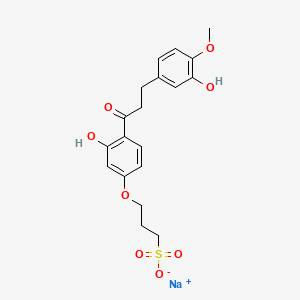 molecular formula C19H21NaO8S B1668559 1-(2-Hydroxy-4-(3-sulfopropyloxy)phenyl)-3-(3-hydroxy-4-methoxyphenyl)-1-propanone sodium salt CAS No. 59881-19-5