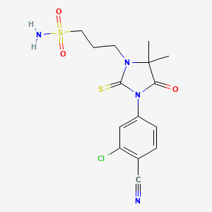 B1668561 1-Imidazolidinepropanesulfonamide, 3-(3-chloro-4-cyanophenyl)-5,5-dimethyl-4-oxo-2-thioxo- CAS No. 875055-92-8