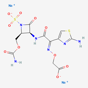 molecular formula C12H12N6Na2O10S2 B1668588 二钠；2-[(E)-[1-(2-氨基-1,3-噻唑-4-基)-2-[[(2S,3S)-2-(氨甲酰氧甲基)-4-氧代-1-磺酸基氮杂环丁-3-基]氨基]-2-氧代乙亚胺]氨基]氧基乙酸 CAS No. 86832-68-0