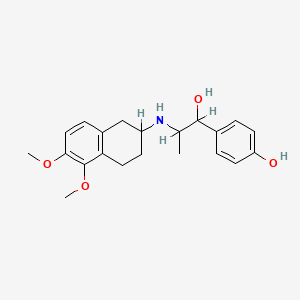 B1668611 5,6-Dimethoxy-2-(3'-(4-hydroxyphenyl)-3'-hydroxy-2'-propyl)aminotetralin CAS No. 146728-52-1
