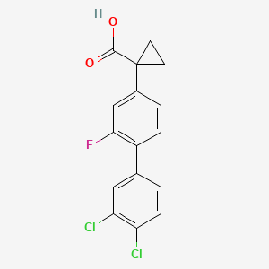 molecular formula C16H11Cl2FO2 B1668614 1-(3',4'-二氯-2-氟(1,1'-联苯)-4-基)环丙烷羧酸 CAS No. 749269-83-8