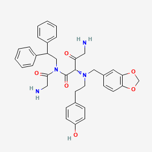 molecular formula C36H38N4O6 B1668625 甘氨酰胺，N-(2,2-二苯乙基)甘氨酰-N-(1,3-苯二氧杂环-5-基甲基)甘氨酰-N2-(2-(4-羟基苯基)乙基)- CAS No. 158198-48-2