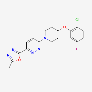 B1668650 2-(6-(4-(2-Chloro-5-fluorophenoxy)piperidin-1-yl)pyridazin-3-yl)-5-methyl-1,3,4-oxadiazole CAS No. 944808-88-2