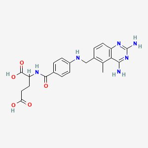 molecular formula C22H24N6O5 B1668666 N-(p-(((2,4-Diamino-5-methyl-6-quinazolinyl)methyl)amino)benzoyl)-L-glutamic acid CAS No. 32093-09-7