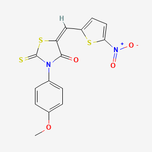 molecular formula C15H10N2O4S3 B1668732 (5E)-3-(4-甲氧基苯基)-5-[(5-硝基噻吩-2-基)亚甲基]-2-硫代亚甲基-1,3-噻唑烷-4-酮 CAS No. 346640-08-2