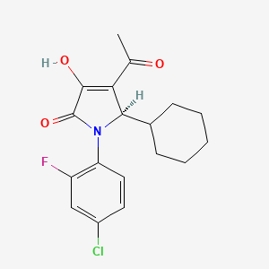molecular formula C18H19ClFNO3 B1668742 2H-吡咯-2-酮，4-乙酰-1-(4-氯-2-氟苯基)-5-环己基-1,5-二氢-3-羟基-，(5R)- CAS No. 512177-83-2