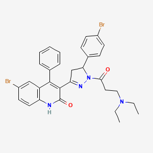 molecular formula C31H30Br2N4O2 B1668744 6-溴-3-[5-(4-溴苯基)-1-(3-二乙氨基丙酰)-4,5-二氢-1H-吡唑-3-基]-4-苯基-1H-喹啉-2-酮 CAS No. 324759-76-4