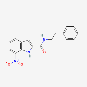 molecular formula C17H15N3O3 B1668748 7-硝基-N-苯乙基-1H-吲哚-2-甲酰胺 CAS No. 883098-58-6