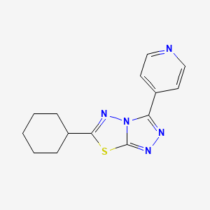 molecular formula C14H15N5S B1668763 6-Cyclohexyl-3-(pyridin-4-yl)-[1,2,4]triazolo[3,4-b][1,3,4]thiadiazole CAS No. 577983-92-7