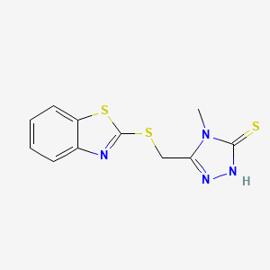 molecular formula C11H10N4S3 B1668777 5-[(1,3-benzothiazol-2-ylsulfanyl)methyl]-4-methyl-4H-1,2,4-triazole-3-thiol CAS No. 315702-40-0
