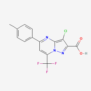 molecular formula C15H9ClF3N3O2 B1668778 3-Chloro-5-(4-methylphenyl)-7-(trifluoromethyl)pyrazolo[1,5-a]pyrimidine-2-carboxylic acid CAS No. 348148-51-6