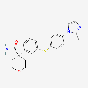 molecular formula C22H23N3O2S B1669118 4-(3-((4-(2-甲基-1H-咪唑-1-基)苯基)硫代)苯基)四氢-2H-吡喃-4-甲酰胺 CAS No. 179420-17-8