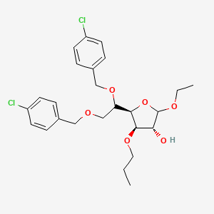 molecular formula C25H32Cl2O6 B1669186 (2S,3S,4S,5S)-5-[1,2-bis[(4-chlorophenyl)methoxy]ethyl]-2-ethoxy-4-propoxyoxolan-3-ol CAS No. 29899-95-4