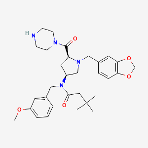 B1669337 N-((3S,5S)-1-(Benzo[d][1,3]dioxol-5-ylmethyl)-5-(piperazine-1-carbonyl)pyrrolidin-3-yl)-N-(3-methoxybenzyl)-3,3-dimethylbutanamide CAS No. 334998-36-6