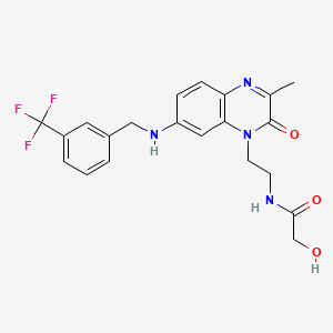 B1669353 2-Hydroxy-N-(2-(3-methyl-2-oxo-7-(((3-(trifluoromethyl)phenyl)methyl)amino)-1,2-dihydroquinoxalin-1-yl)ethyl)acetamide CAS No. 1018675-35-8