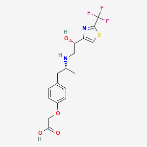 molecular formula C17H19F3N2O4S B1669463 Acetic acid, (4-((2R)-2-(((2S)-2-hydroxy-2-(2-(trifluoromethyl)-4-thiazolyl)ethyl)amino)propyl)phenoxy)- CAS No. 162326-86-5