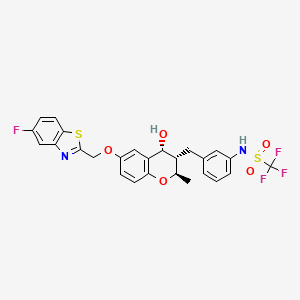 molecular formula C26H22F4N2O5S2 B1669469 Methanesulfonamide, 1,1,1-trifluoro-N-(3-(((2R,3S,4R)-6-((5-fluoro-2-benzothiazolyl)methoxy)-3,4-dihydro-4-hydroxy-2-methyl-2H-1-benzopyran-3-yl)methyl)phenyl)- CAS No. 158103-57-2