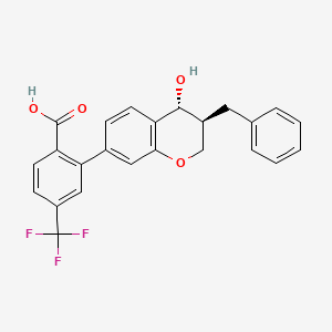 molecular formula C24H19F3O4 B1669470 Benzoic acid, 2-((3S,4R)-3,4-dihydro-4-hydroxy-3-(phenylmethyl)-2H-1-benzopyran-7-yl)-4-(trifluoromethyl)- CAS No. 204981-48-6