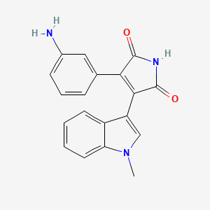molecular formula C19H15N3O2 B1669472 3-(3-Aminophenyl)-4-(1-methylindol-3-yl)pyrrole-2,5-dione CAS No. 125314-13-8