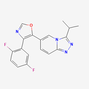 molecular formula C18H14F2N4O B1669477 1,2,4-Triazolo(4,3-a)pyridine, 6-(4-(2,5-difluorophenyl)-5-oxazolyl)-3-(1-methylethyl)- CAS No. 668981-02-0