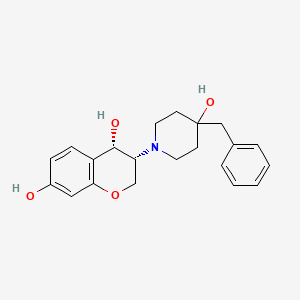 molecular formula C21H25NO4 B1669478 (3R,4S)-Rel-3,4-dihydro-3-(4-hydroxy-4-(phenylmethyl)-1-piperidinyl)-2H-1-benzopyran-4,7-diol CAS No. 138047-56-0