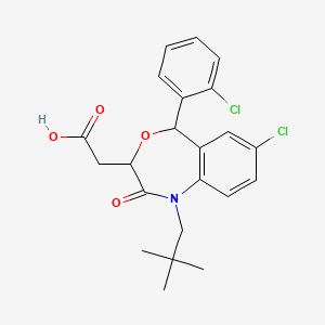molecular formula C22H23Cl2NO4 B1669480 2-[7-Chloro-5-(2-chlorophenyl)-1-(2,2-dimethylpropyl)-2-oxo-1,2,3,5-tetrahydro-4,1-benzoxazepin-3-yl]acetic acid CAS No. 163182-69-2