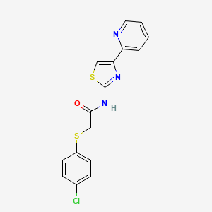 molecular formula C16H12ClN3OS2 B1669481 2-((4-氯苯基)硫代)-N-(4-(吡啶-2-基)噻唑-2-基)乙酰胺 CAS No. 895470-67-4