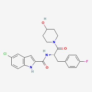 molecular formula C23H23ClFN3O3 B1669484 5-Chloro-1H-indole-2-carboxylic acid [1-(4-fluorobenzyl)-2-(4-hydroxypiperidin-1YL)-2-oxoethyl]amide CAS No. 186430-23-9