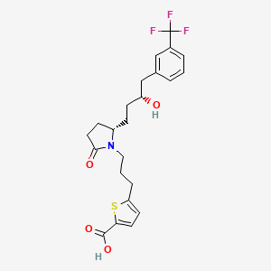 molecular formula C23H26F3NO4S B1669493 2-Thiophenecarboxylic acid, 5-(3-((2S)-2-((3R)-3-hydroxy-4-(3-(trifluoromethyl)phenyl)butyl)-5-oxo-1-pyrrolidinyl)propyl)- CAS No. 431990-08-8
