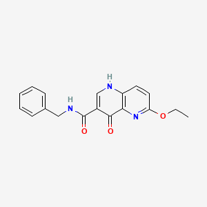 molecular formula C18H17N3O3 B1669495 1,5-Naphthyridine-3-carboxamide, 6-ethoxy-1,4-dihydro-4-oxo-N-(phenylmethyl)- CAS No. 220860-50-4