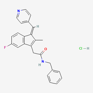 molecular formula C25H22ClFN2O B1669496 N-benzyl-2-[6-fluoro-2-methyl-3-(pyridin-4-ylmethylidene)inden-1-yl]acetamide;hydrochloride CAS No. 227619-96-7