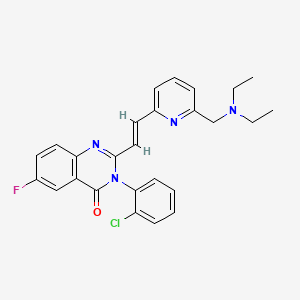molecular formula C26H24ClFN4O B1669498 4(3H)-Quinazolinone, 3-(2-chlorophenyl)-2-(2-(6-((diethylamino)methyl)-2-pyridinyl)ethenyl)-6-fluoro- CAS No. 199655-36-2