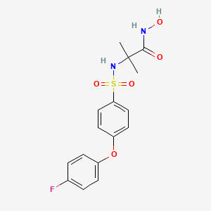 molecular formula C16H17FN2O5S B1669501 2-[[[4-(4-氟苯氧基)苯基]磺酰基]氨基]-N-羟基-2-甲基丙酰胺 CAS No. 210755-45-6