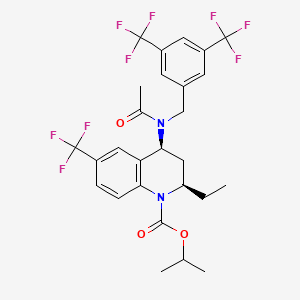 molecular formula C27H27F9N2O3 B1669505 (2R,4S)-4-(乙酰基(3,5-双(三氟甲基)苄基)氨基)-2-乙基-6-三氟甲基-3,4-二氢-2H-喹啉-1-羧酸异丙酯 CAS No. 261947-38-0