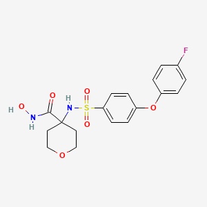 molecular formula C18H19FN2O6S B1669506 2H-Pyran-4-carboxamide, 4-(((4-(4-fluorophenoxy)phenyl)sulfonyl)amino)tetrahydro-N-hydroxy- CAS No. 230954-09-3