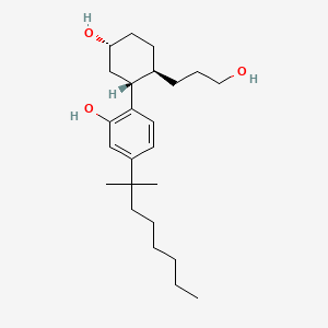 molecular formula C24H40O3 B1669508 5-(1,1-Dimethylheptyl)-2-[5-hydroxy-2-(3-hydroxypropyl)cyclohexyl]phenol CAS No. 83002-04-4
