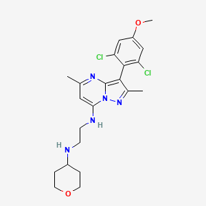 molecular formula C22H27Cl2N5O2 B1669557 1,2-Ethanediamine, N-(3-(2,6-dichloro-4-methoxyphenyl)-2,5-dimethylpyrazolo(1,5-a)pyrimidin-7-yl)-N'-(tetrahydro-2H-pyran-4-yl)- CAS No. 332178-44-6