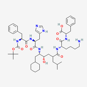molecular formula C51H76N8O9 B1669561 (2S)-2-[[(2S)-6-amino-2-[[(4S,5S)-6-cyclohexyl-4-hydroxy-5-[[(2S)-3-(1H-imidazol-5-yl)-2-[[(2S)-2-[(2-methylpropan-2-yl)oxycarbonylamino]-3-phenylpropanoyl]amino]propanoyl]amino]-2-(2-methylpropyl)hexanoyl]amino]hexanoyl]amino]-3-phenylpropanoic acid CAS No. 112227-15-3